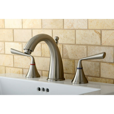 Kingston Silver Sage Satin Nickel Widespread Bathroom Faucet W/Pop-Up KS2978ZL