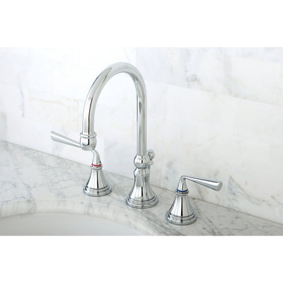 Kingston Brass Silver Sage Chrome Widespread Bathroom Faucet W/ Pop-Up KS2981ZL