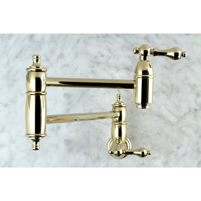 Kingston Brass Lever Handle Polished Brass Kitchen Pot Filler Faucet KS3102AL