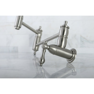 Kingston Brass Lever Handle Satin Nickel Kitchen Pot Filler Faucet KS3108AL