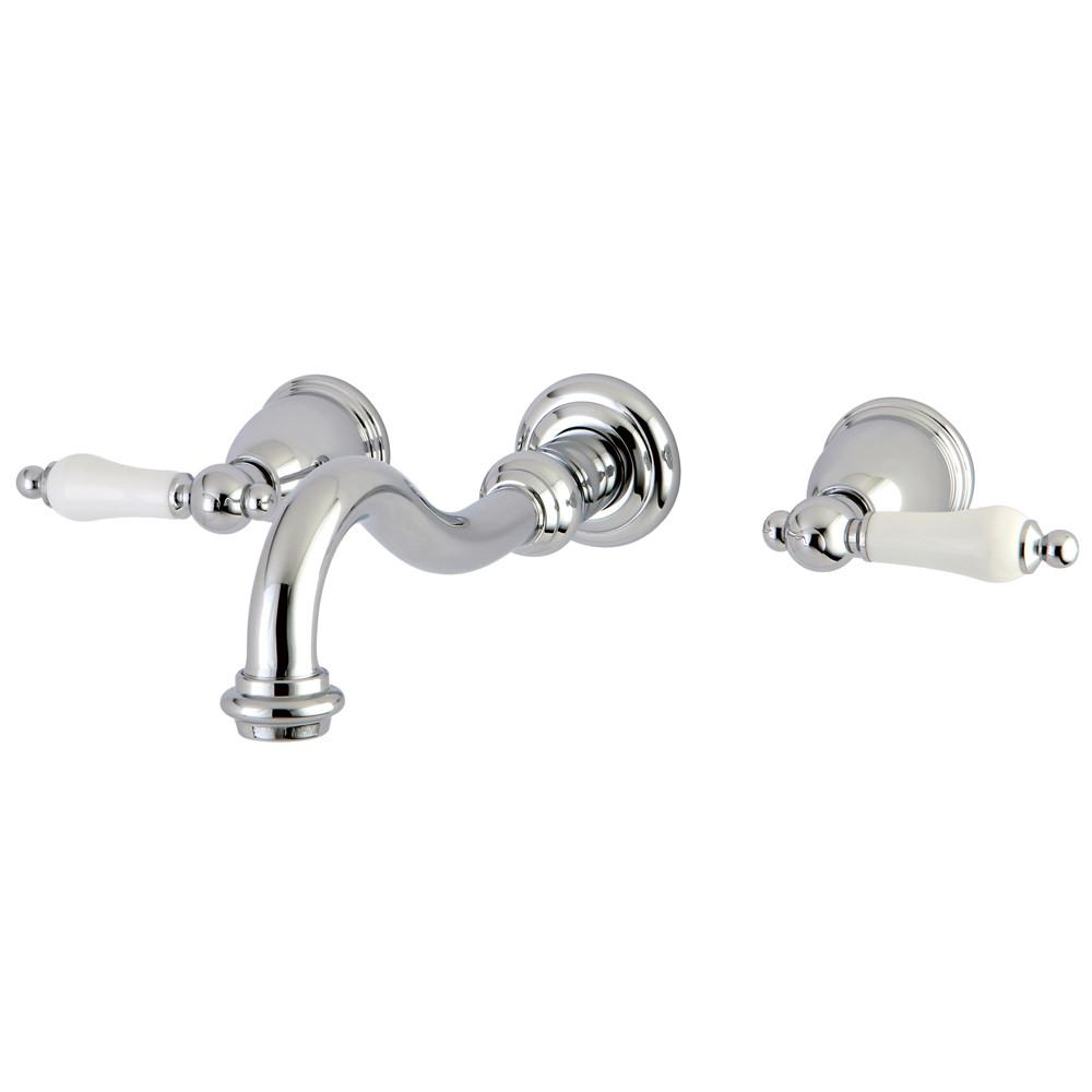 Kingston Brass Metal Lever Handle Chrome Bathroom Wall Mount Faucet KS3121PL