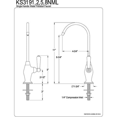 Kingston Polished Brass Magellan 1/4 turn water filtration faucet KS3192NML