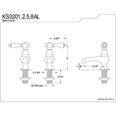 Kingston Brass Chrome Basin Sink Vintage Style Bathroom Faucet KS3201AL