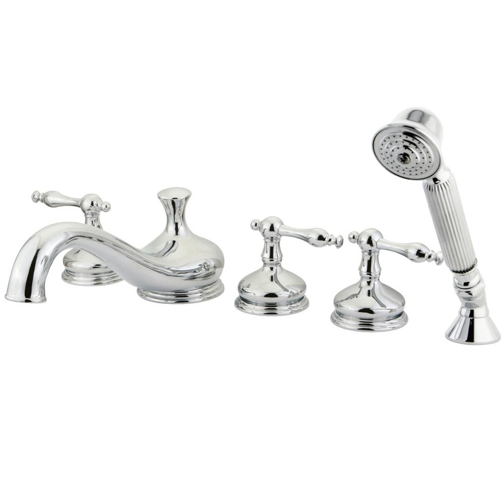 Kingston Chrome 3 handle Roman Tub Filler Faucet with Hand Shower KS33315NL