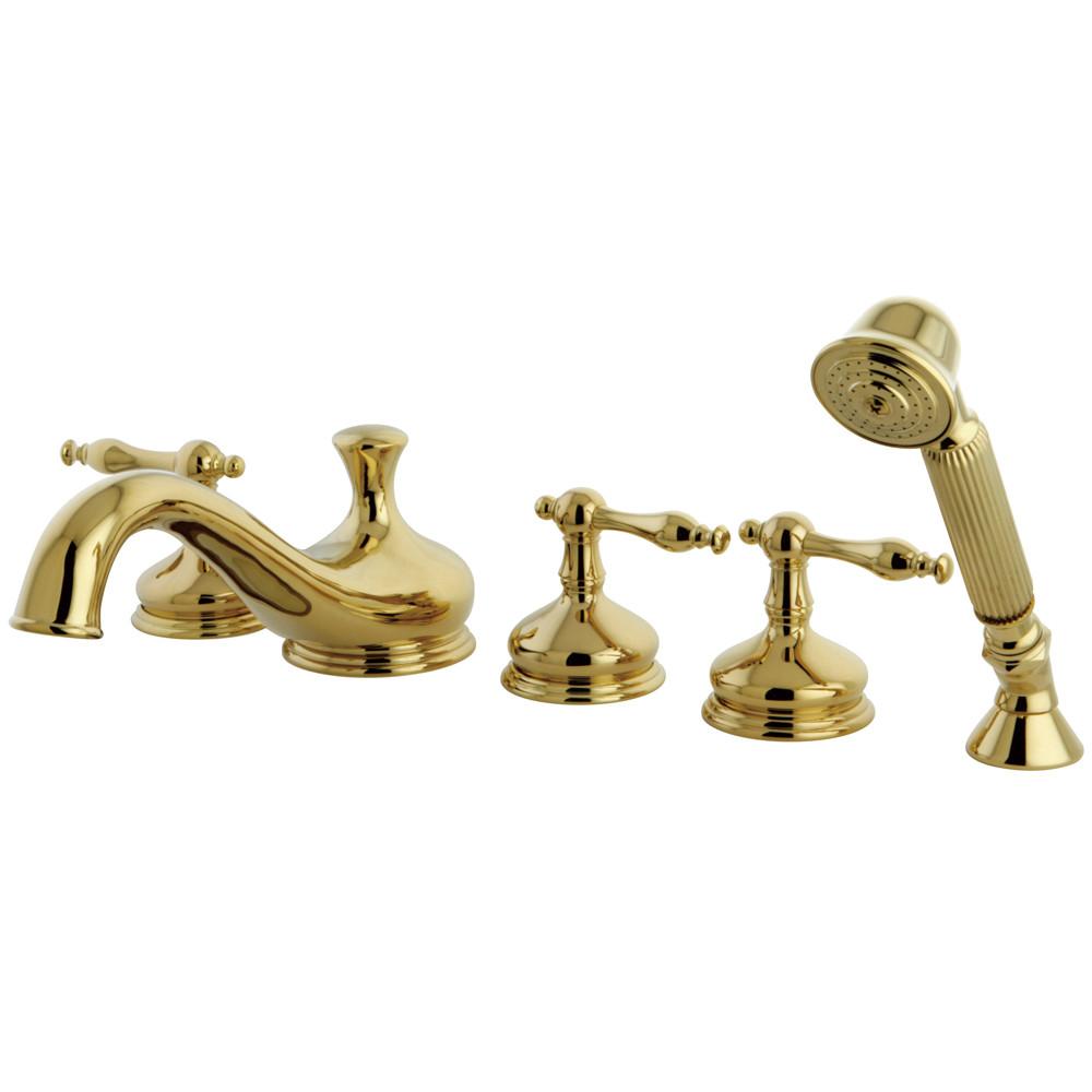 Polished Brass 3 handle Roman Tub Filler Faucet w/ Hand Shower KS33325NL