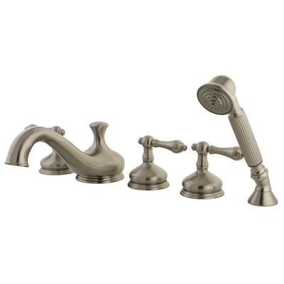 Satin Nickel 3 handle Roman Tub Filler Faucet with Hand Shower KS33385AL