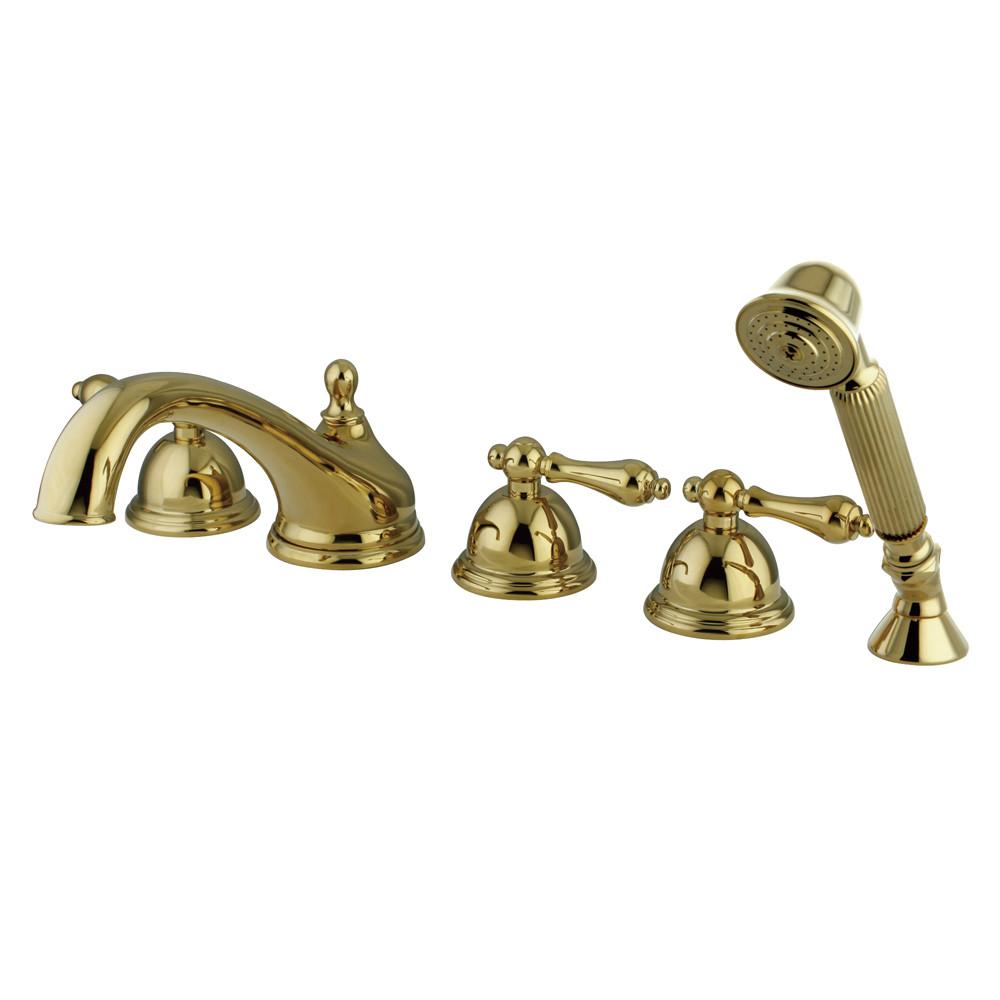 Polished Brass 3 handle Roman Tub Filler Faucet w/ Hand Shower KS33525AL