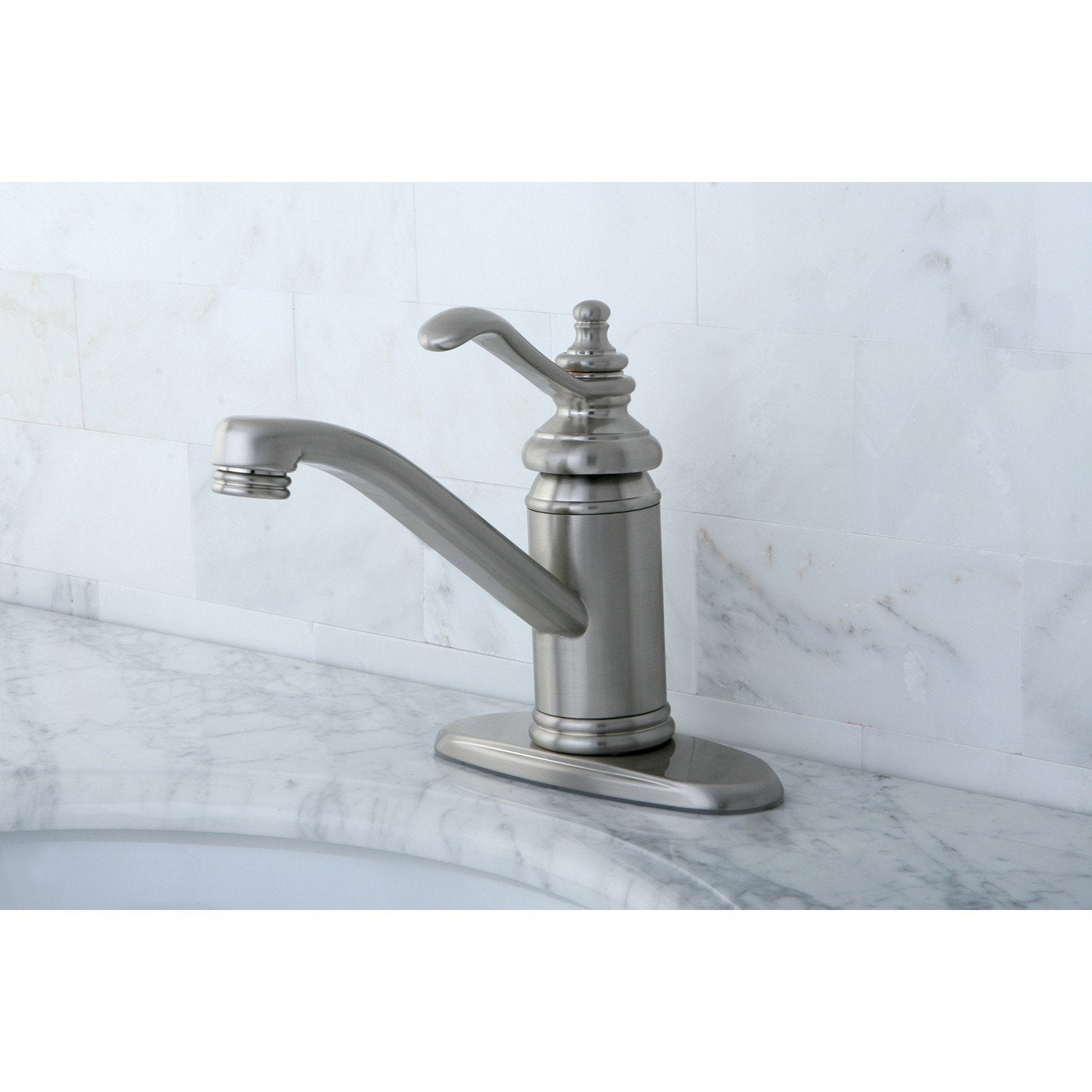 Kingston Satin Nickel Templeton One Handle Bathroom Faucet W/Push Drain KS3408TL