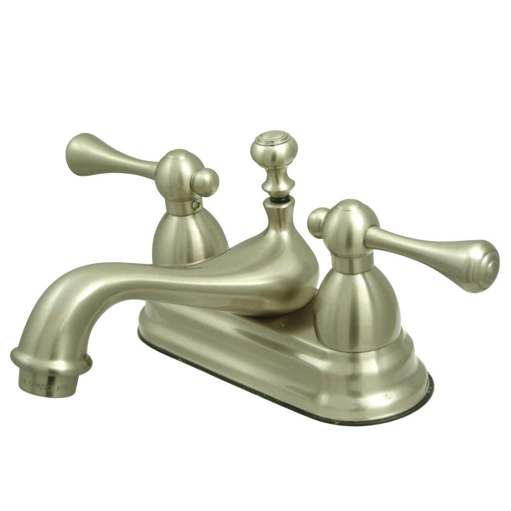 Kingston Satin Nickel 2 Handle 4" Centerset Bathroom Faucet w Pop-up KS3608BL