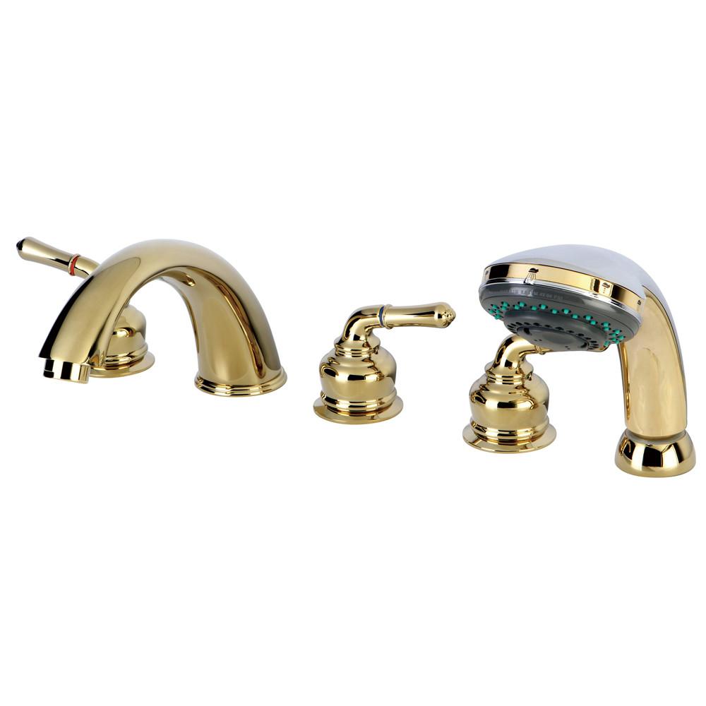 Kingston Polished Brass Magellan roman tub filler faucet w/hand shower KS3625MHS