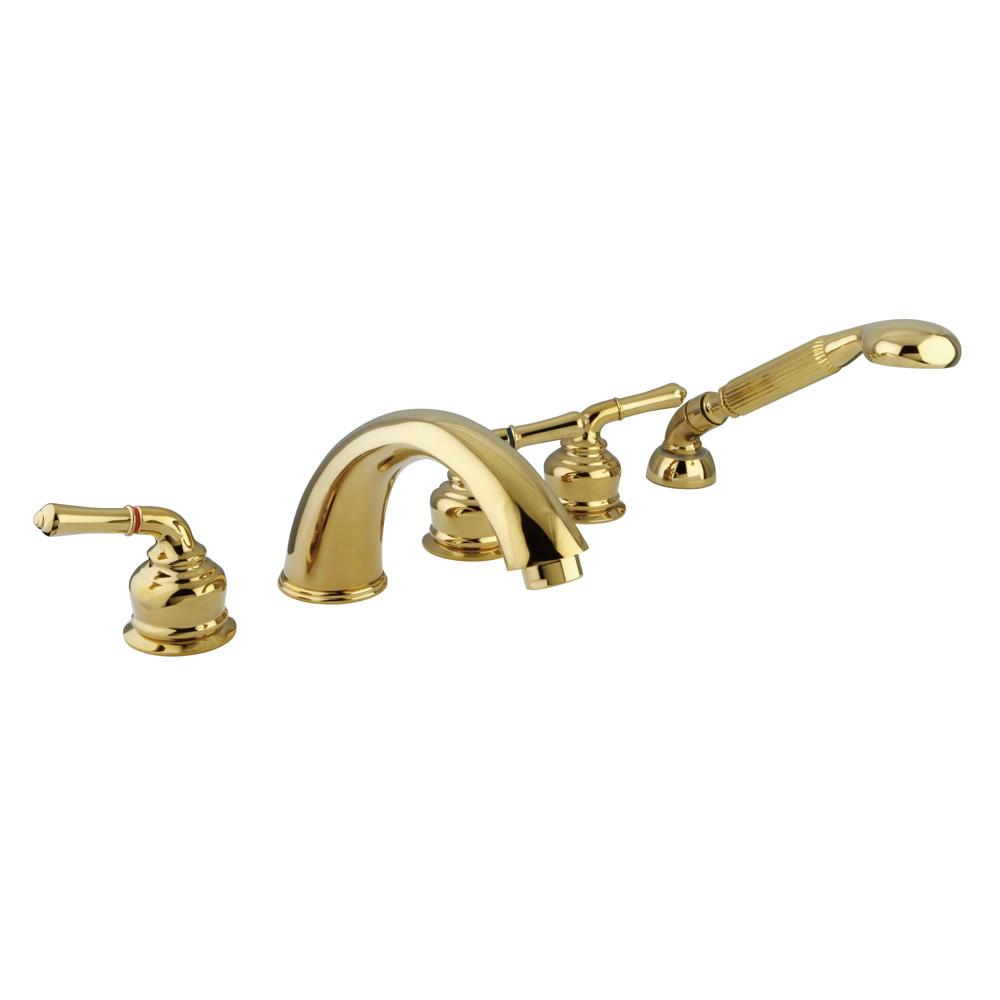 Kingston Polished Brass Magellan roman tub filler faucet w/hand shower KS3625S