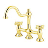 Kingston Polished Brass 8" centerset Bridge two handle Kitchen Faucet KS3782AX
