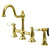 Polished Brass 8" center Bridge two handle Kitchen Faucet w spray KS3792PLBS