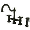 Oil Rubbed Bronze 8" Bridge two handle Kitchen Faucet w spray KS3795AXBS