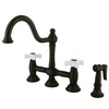 Oil Rubbed Bronze 8" Bridge two handle Kitchen Faucet w spray KS3795PXBS