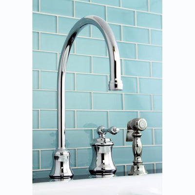 Chrome Single Handle Widespread Kitchen Faucet with Brass Sprayer KS3811ALBS