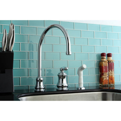 Kingston Chrome Single Handle Widespread Kitchen Faucet with Sprayer KS3811AL