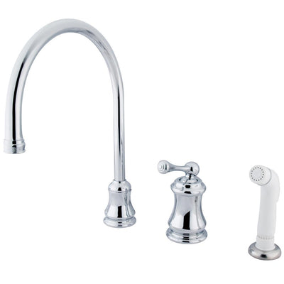 Kingston Chrome Single Handle Widespread Kitchen Faucet with Sprayer KS3811BL