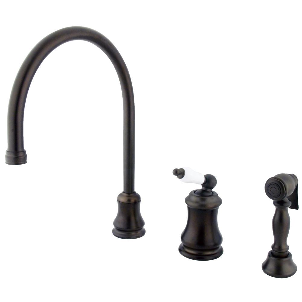 Oil Rubbed Bronze Single Handle Widespread Kitchen Faucet w Spray KS3815PLBS