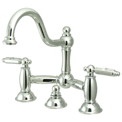 Kingston Brass Chrome 8" Centerset Bridge Bathroom Sink Faucet w/ drain KS3911GL