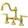 Polished Brass 8" Centerset Bridge Bathroom Sink Faucet w drain KS3912GL