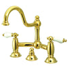 Polished Brass 8" Centerset Bridge Bathroom Sink Faucet w drain KS3912PL