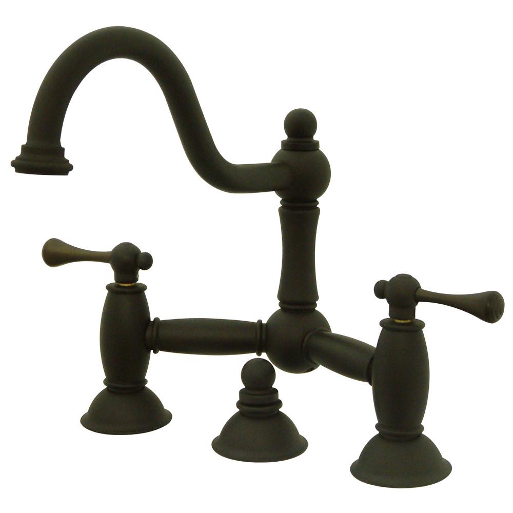Oil Rubbed Bronze 8" Centerset Bridge Bathroom Sink Faucet w drain KS3915BL