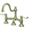 Kingston Satin Nickel 8" Centerset Bridge Bathroom Sink Faucet w drain KS3918PL