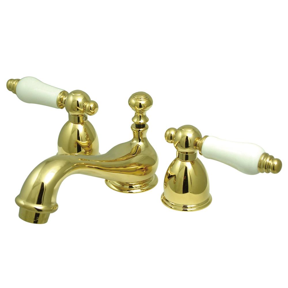 Kingston Brass Polished Brass Mini widespread Bathroom Lavatory Faucet KS3952PL