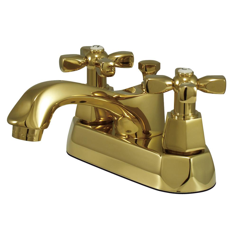 Kingston Polished Brass 2 Handle 4" Centerset Bathroom Faucet w Pop-up KS4262HX