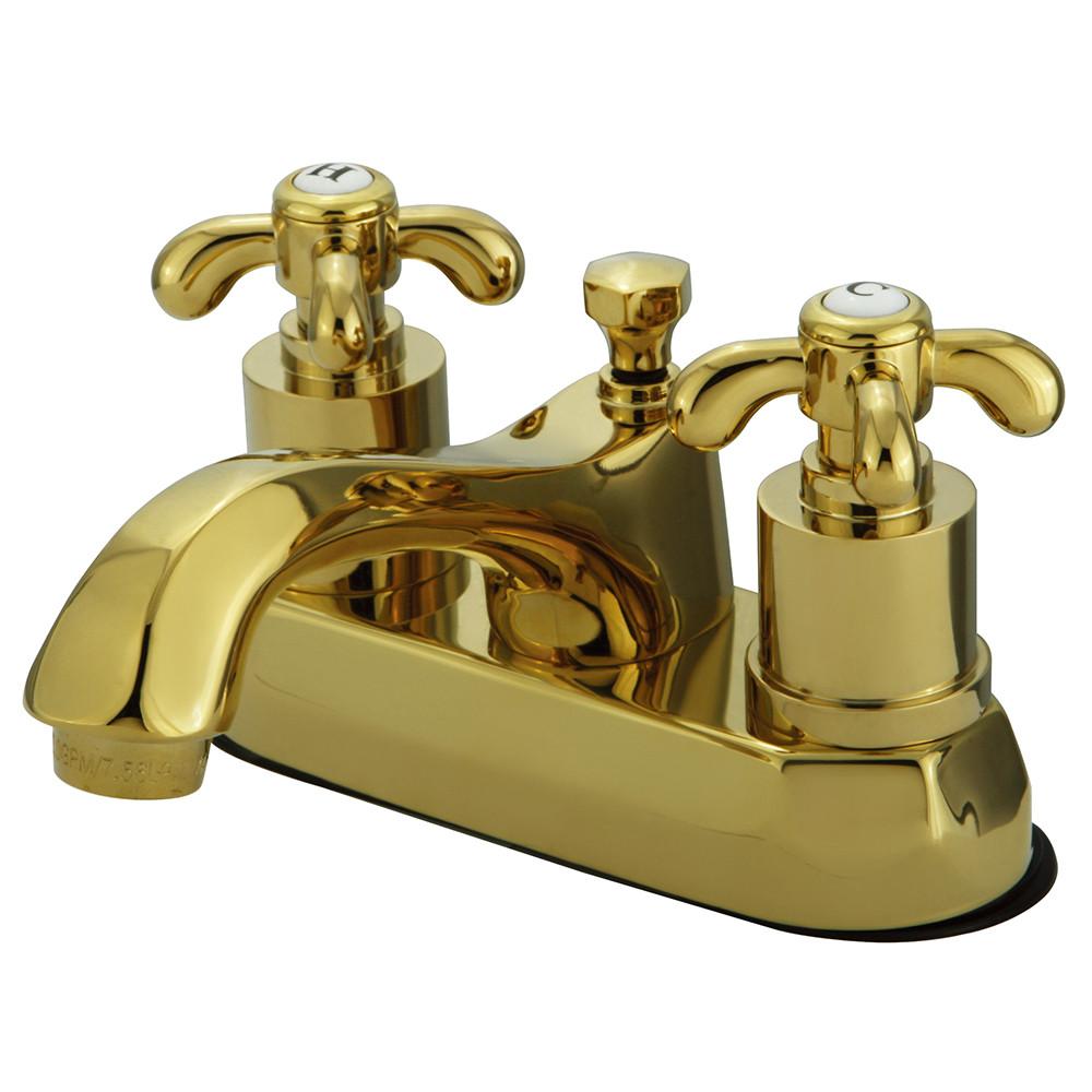 Kingston Polished Brass French Country 4" Center Set Bathroom Faucet KS4262TX