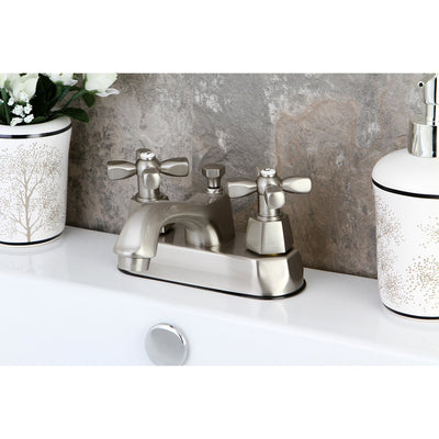 Kingston Satin Nickel 2 Handle 4" Centerset Bathroom Faucet w Pop-up KS4268HX