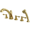 Kingston Brass Polished Brass Roman Tub Filler Faucet with Sprayer KS43225AL