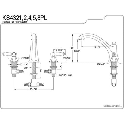 Kingston Satin Nickel Metropolitan Two Handle Roman Tub Filler Faucet KS4328PL