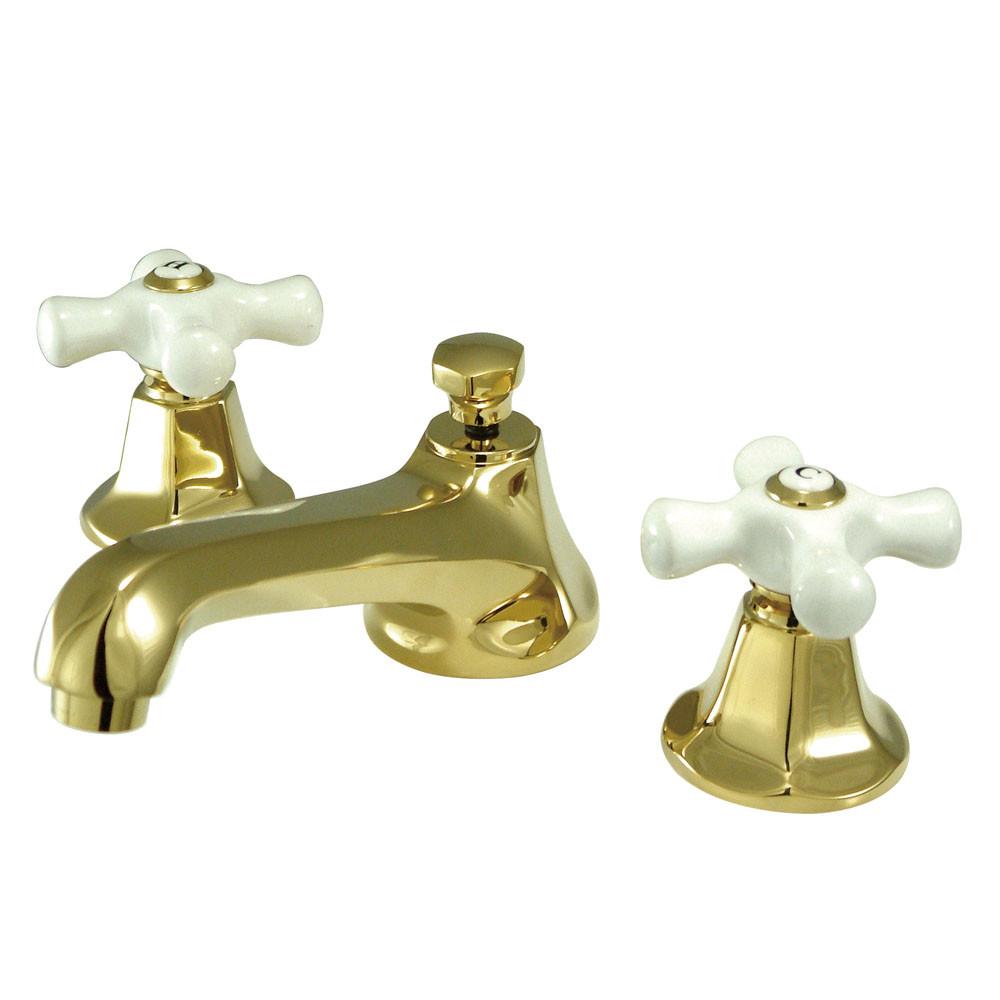 Kingston Polished Brass 2 Handle Widespread Bathroom Faucet w Pop-up KS4462PX