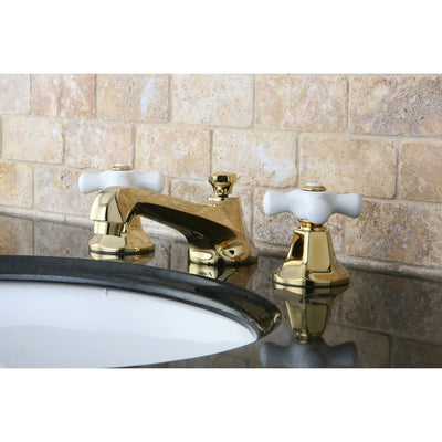 Kingston Polished Brass 2 Handle Widespread Bathroom Faucet w Pop-up KS4462PX
