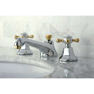 Kingston Chrome/Polished Brass Widespread Bathroom Faucet w Pop-up KS4464BX