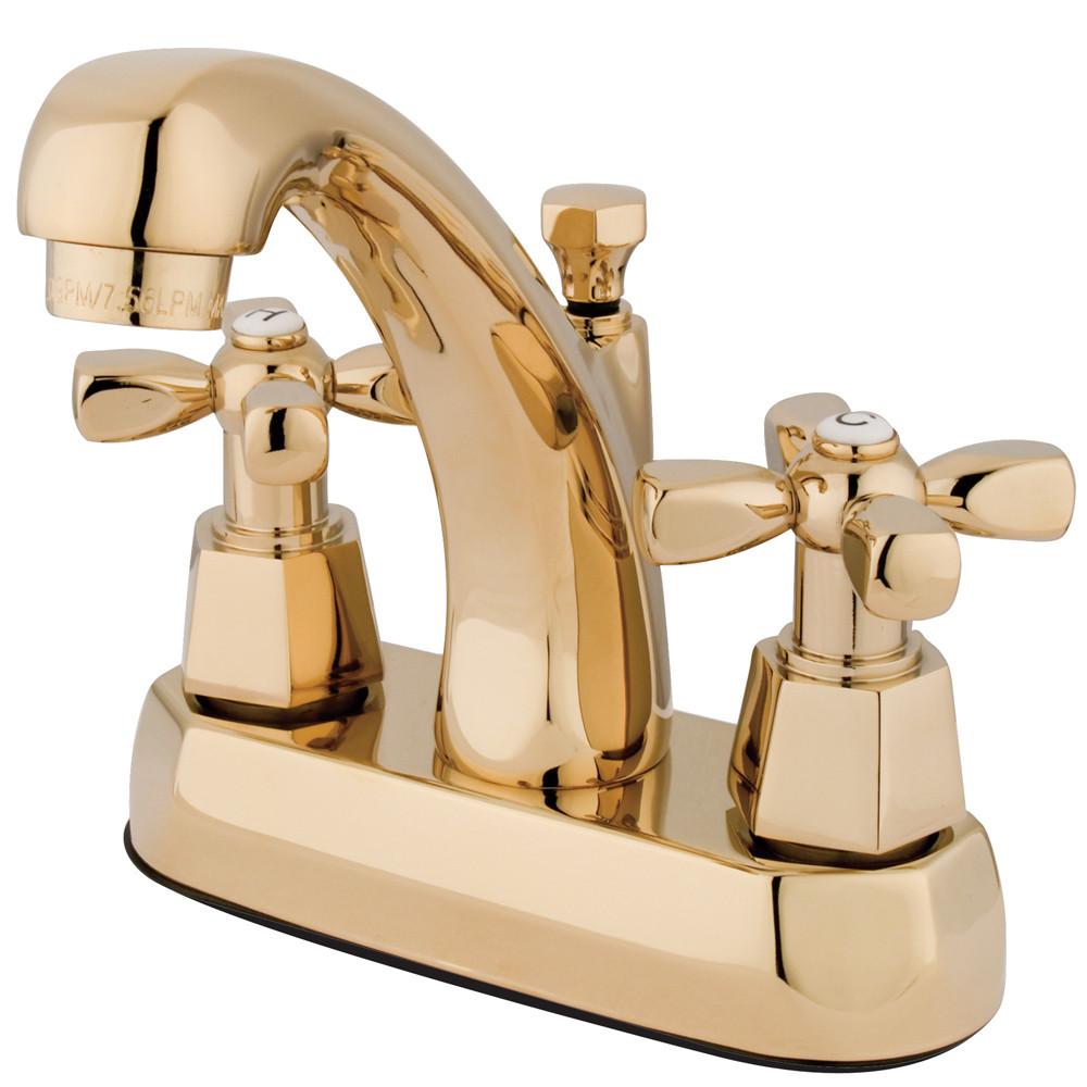 Kingston Polished Brass 2 Handle 4" Centerset Bathroom Faucet w Pop-up KS4612HX