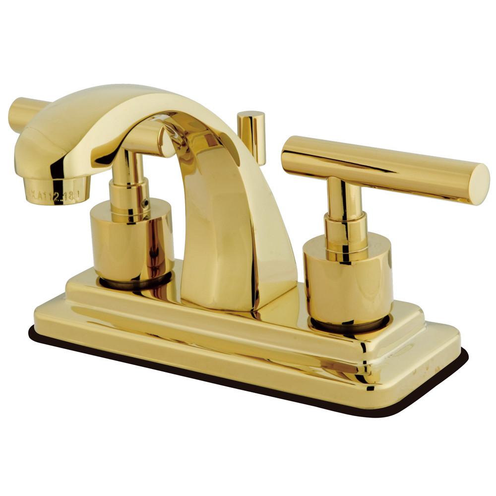 Kingston Polished Brass Manhattan 4" Bathroom faucet with brass pop-up KS4642CML