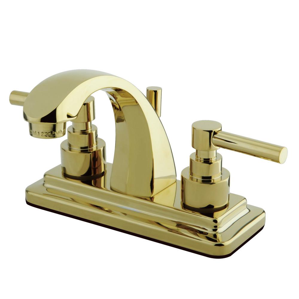 Kingston Polished Brass 2 Handle 4" Centerset Bathroom Faucet w Pop-up KS4642EL
