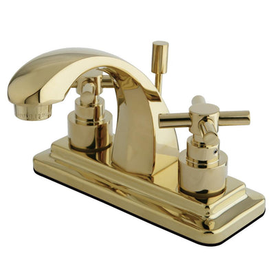 Kingston Polished Brass 2 Handle 4" Centerset Bathroom Faucet w Pop-up KS4642EX