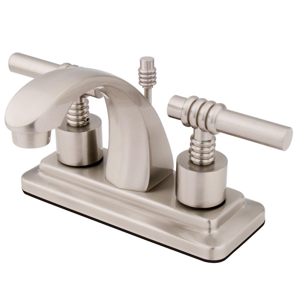 Kingston Satin Nickel 2 Handle 4" Centerset Bathroom Faucet w Pop-up KS4648ML