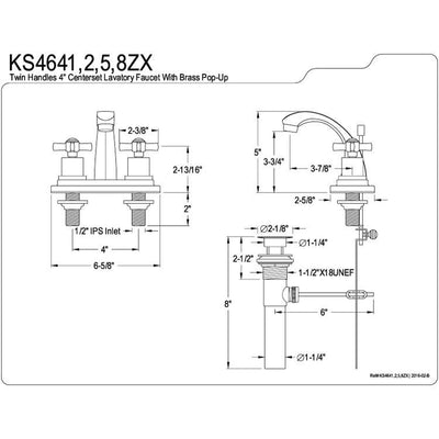Kingston Brass KS4648ZX 4" Centerset Bathroom Faucet Satin Nickel