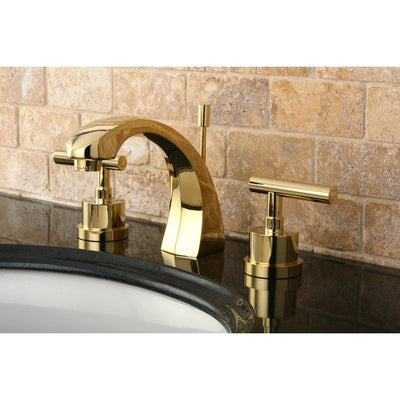 Kingston Brass Polished Brass Manhattan 8" widespread Bathroom faucet KS4982CML