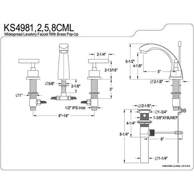 Kingston Brass Satin Nickel Manhattan 8" widespread Bathroom faucet KS4988CML