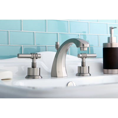 Kingston Satin Nickel 2 Handle Widespread Bathroom Faucet w Pop-up KS4988ML
