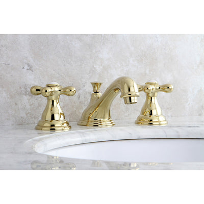 Kingston Polished Brass Royale 2 Hdl Widespread Bathroom Faucet w drain KS5562AX