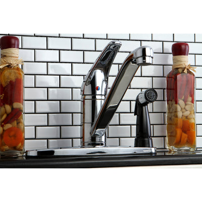Kingston Brass Chrome Single Handle 8" Kitchen Faucet With Deck Sprayer KS573C