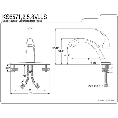 Kingston Brass Satin Nickel Single Handle Kitchen Faucet KS6578VLLS