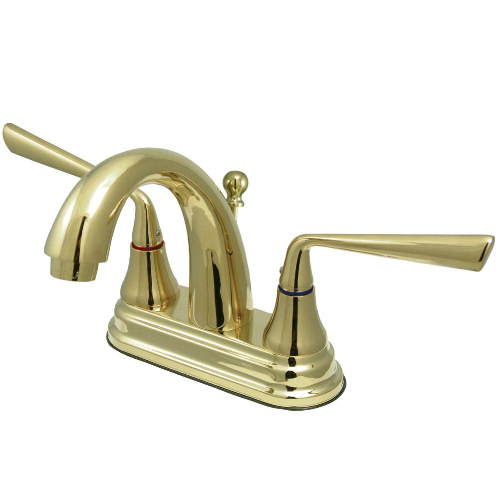 Kingston Silver Sage Polished Brass Centerset Bathroom Faucet W Drain KS7612ZL